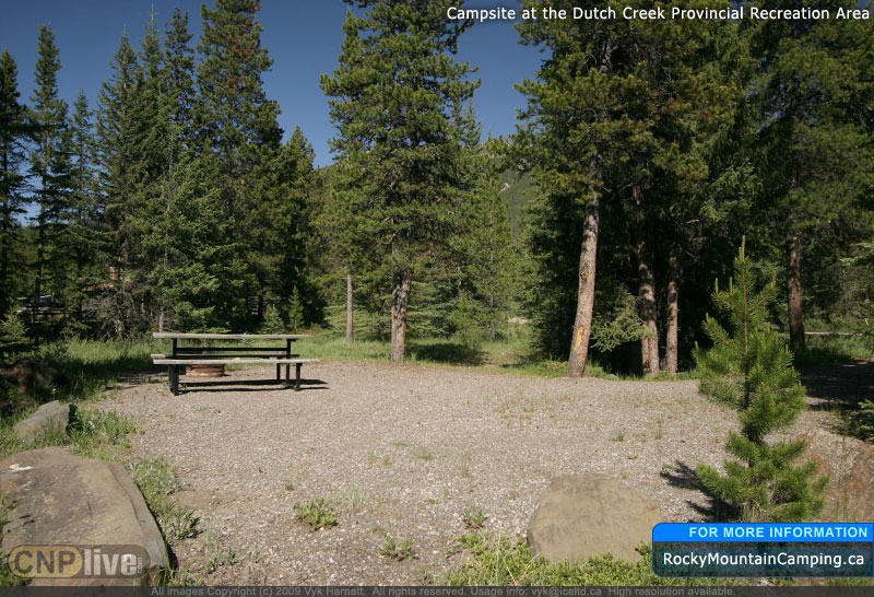 Campsite at the Dutch Creek Provincial Recreation Area