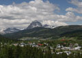 Early Spring shot of Crowsnest Mountain, Blairmore in Foreground, Coleman above
